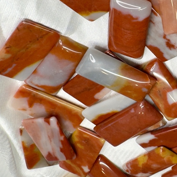 Lot of large rectangle red & natural Jasper cabochons for jewelry making - Picture 7 of 7